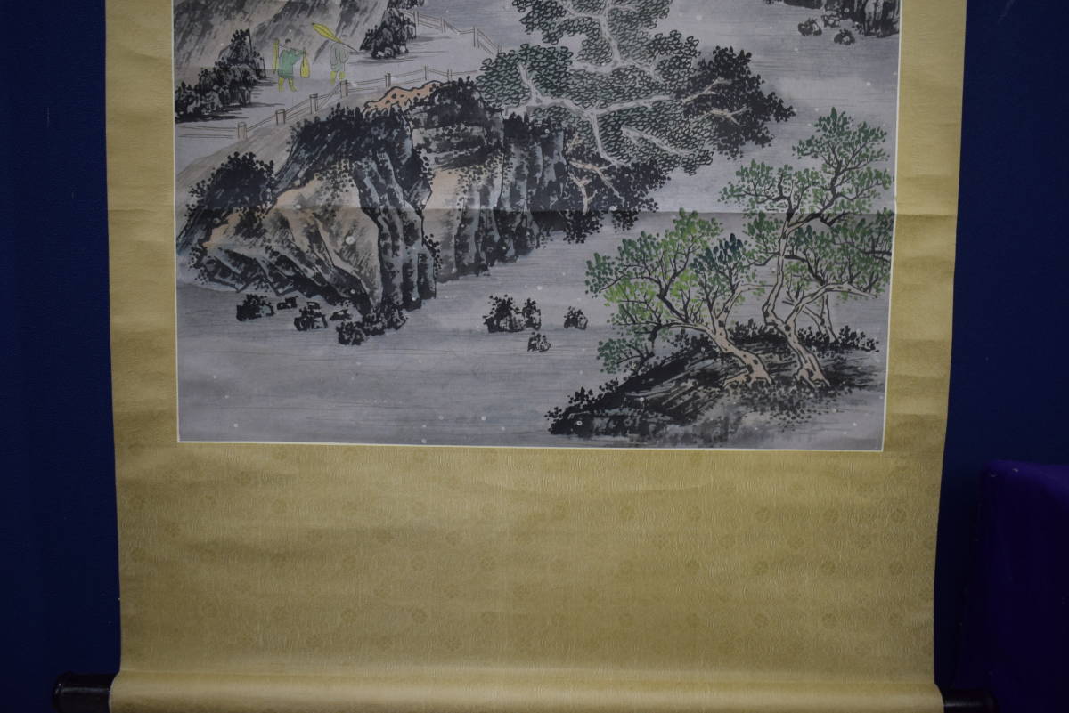 [ un- details ]// author un- details / landscape portrait painting ./. snow landscape / person / horse / China ./ cloth sack shop hanging scroll HK-51