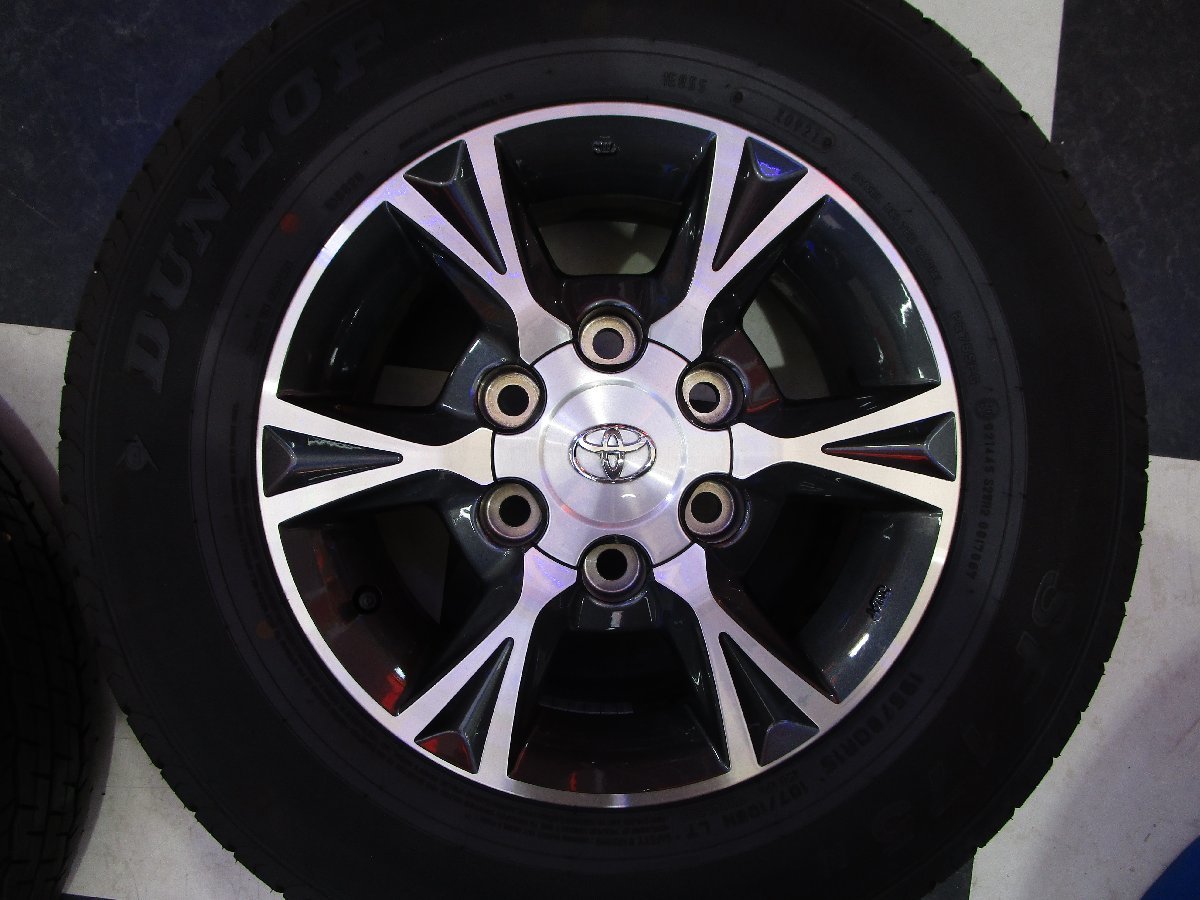 トヨタ TOYOTA 200系 ハイエース 純正 15インチ オプション 6J +35 6H 139.7 中古 + ダンロップ SP175 195/80R15 2021年製 4本セット_画像4