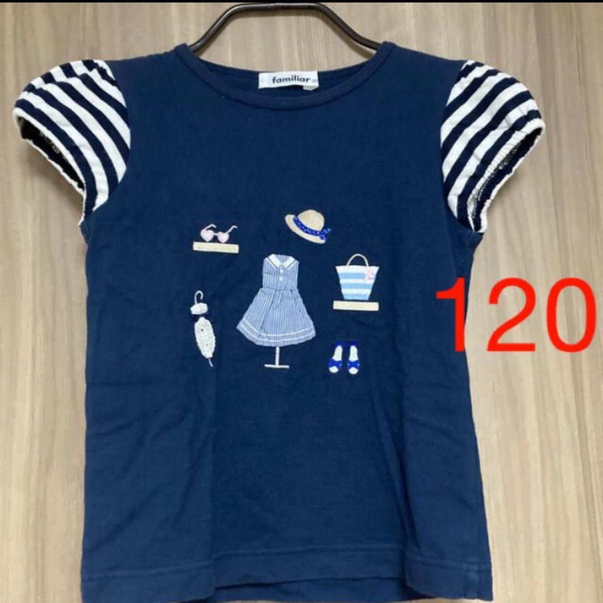 ファミリア 半袖 Tシャツ 110 120 女の子 ネイビー 中古