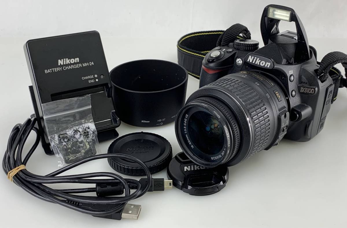 【1円スタート】K1883 Nikon ニコン D3100 デジタル一眼レフカメラ AF-S DX NIKKOR 18-55mm 1:3.5-5.6G レンズ セット 動作確認済みの画像2
