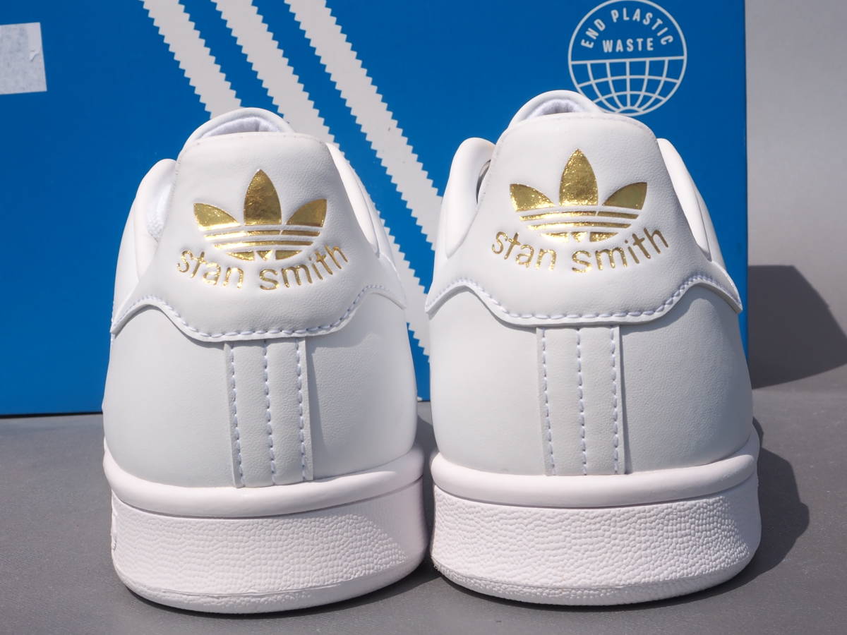 デッド!! US 9 / 27cm 新品 2021年 adidas STAN SMITH スタンスミス 白ｘ金 合皮レザー_画像4