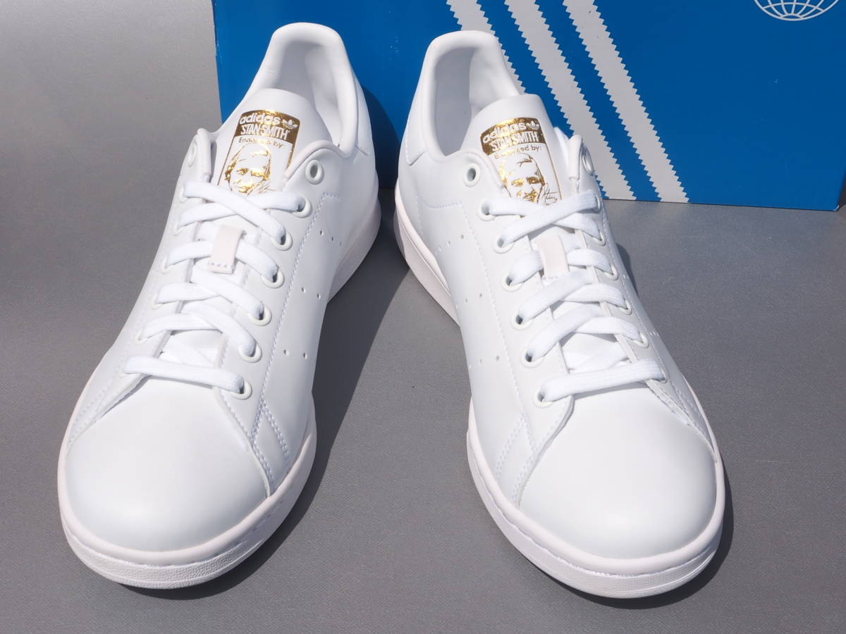 デッド!! US 9 / 27cm 新品 2021年 adidas STAN SMITH スタンスミス 白ｘ金 合皮レザー_画像3