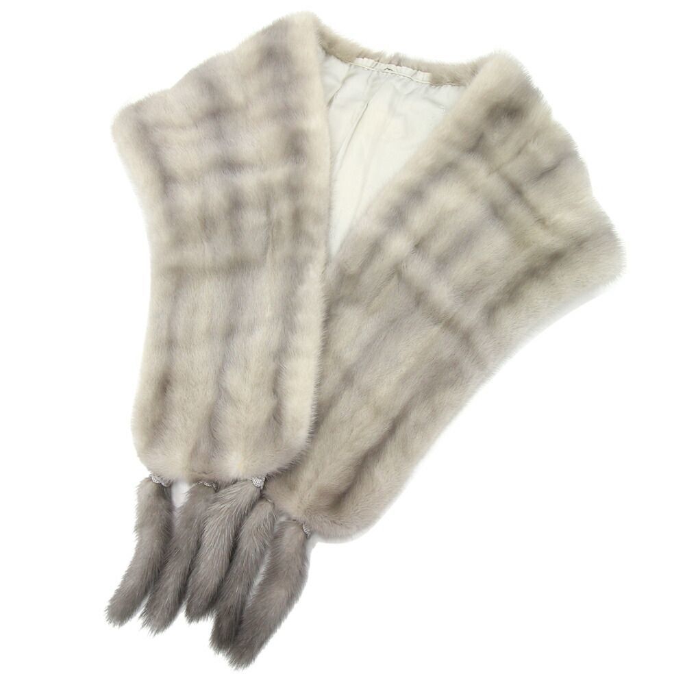 定番 ミンク グレー ティペット ミンク 中古 Mink 毛皮 ショール