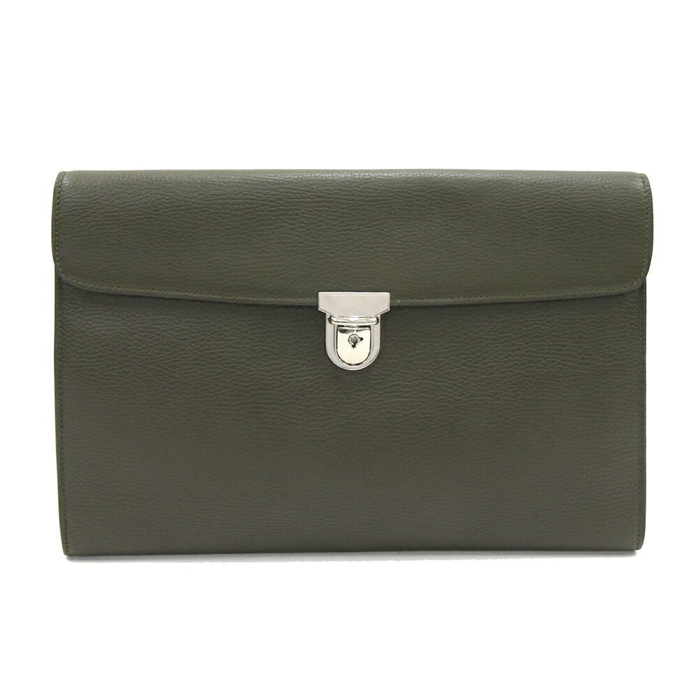  Alfred Beretta clutch bag dark green leather used second bag leather ALFREDO BERETTA