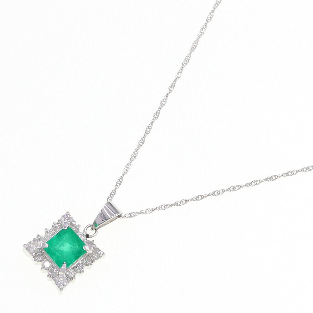 エメラルド ダイヤモンド ネックレス E0.64ct D0.25ct Pt850 Pt900 Emerald Diamond