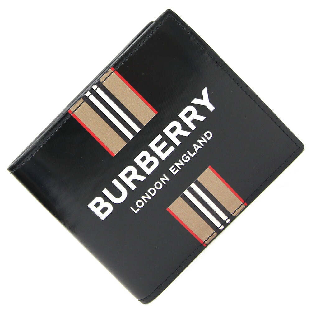 再再販！ ブラック 80324871 二つ折り財布 バーバリー レザー BURBERRY