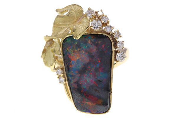 ボルダーオパール ダイヤモンド BOP6.36ct D0.29ct K18YG 9号 BoulderOpal Diamond_画像3