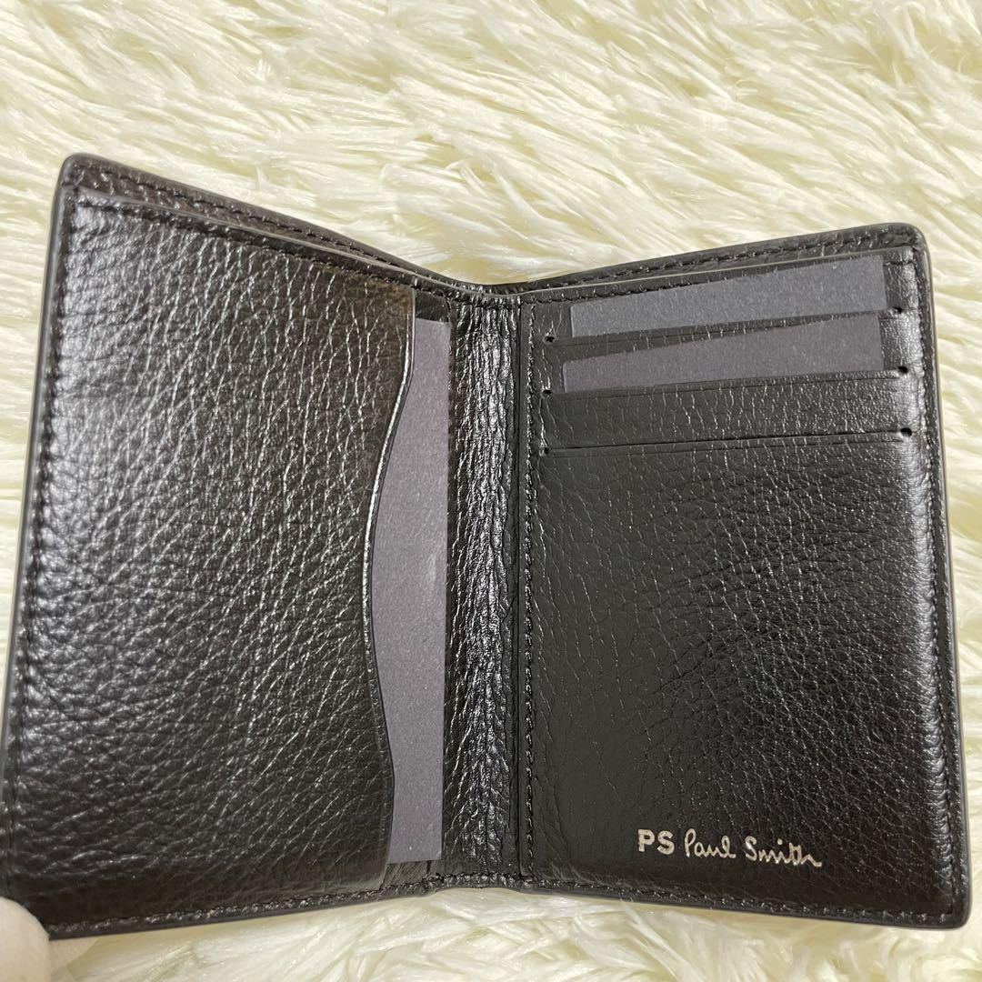【極美品】ポールスミス ミニ財布 コンパクトウォレット マルチストライプ Paul Smith スマートウォレット 二つ折り財布 ブラック 黒