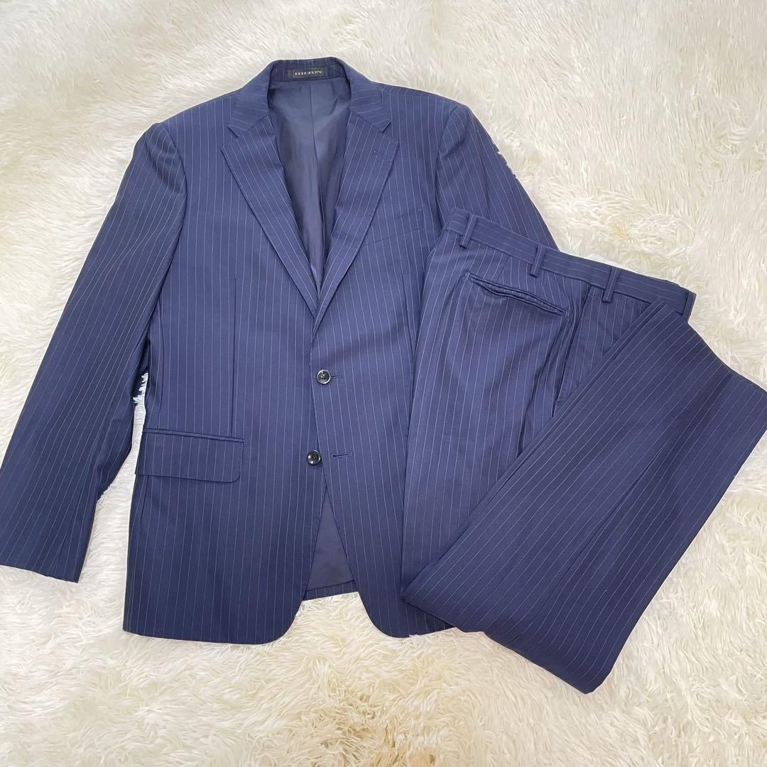 【美品】ヒルトン　セットアップ　ネイビー　スーツ　紺色　Mサイズ　175cm ブルー　HILTON シングル　ジャケット　フォーマル　結婚式