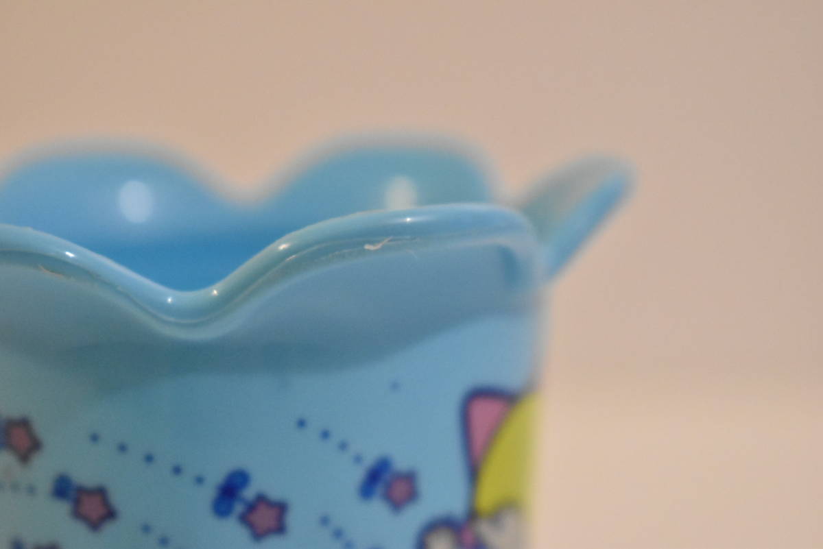  Sanrio Little Twin Stars blue ice cup pra cup ⑦/ blue /ki Kirara /kiki&lala/ glass / that time thing / retro / old Logo /1976/SANRIO