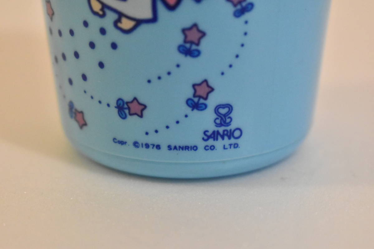  Sanrio Little Twin Stars blue ice cup pra cup ⑦/ blue /ki Kirara /kiki&lala/ glass / that time thing / retro / old Logo /1976/SANRIO
