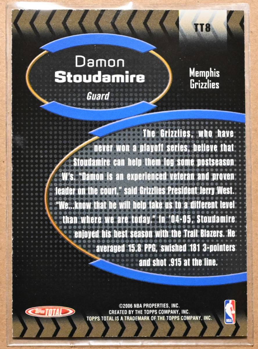 DAMON STOUDAMIRE (デイモン・スタウダマイアー) 2006 TOPPS TOTAL トレーディングカード TT8 【NBA,メンフィスグリズリーズ,GRIZZLIES】_画像2