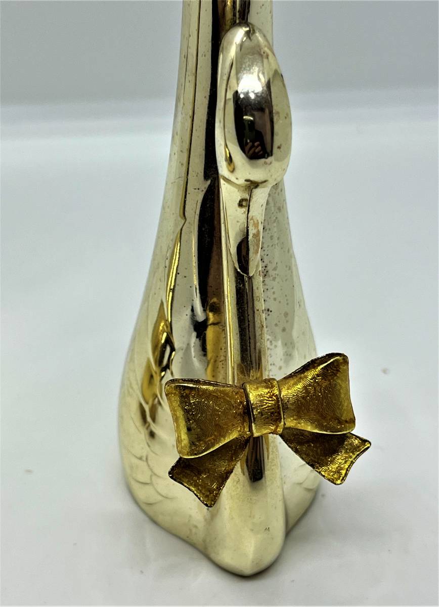 花器　花瓶　白鳥　鶴　真鍮製 一輪挿　２本セット　高さ18㎝ /647_画像3