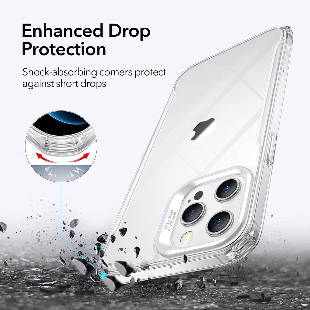 ESR iPhone12Pro Max 用 ケース フィルム2枚付属 6.7インチ 強化ガラスフィルム クリアケース 透明