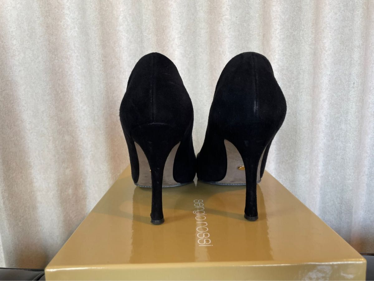 SergioRossi セルジオロッシ パンプス スエード 黒 black 34 Scarpe Donna Pump 21cm