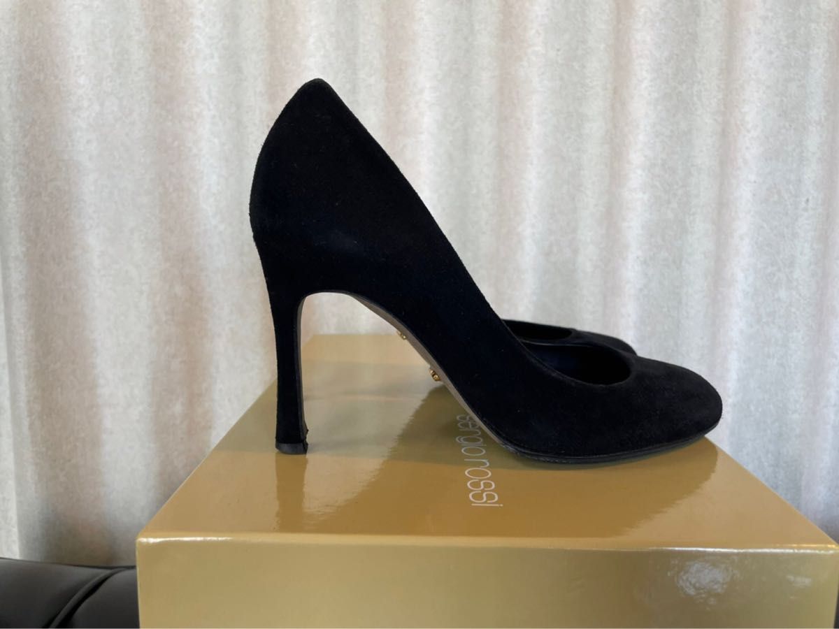 SergioRossi セルジオロッシ パンプス スエード 黒 black 34 Scarpe Donna Pump 21cm