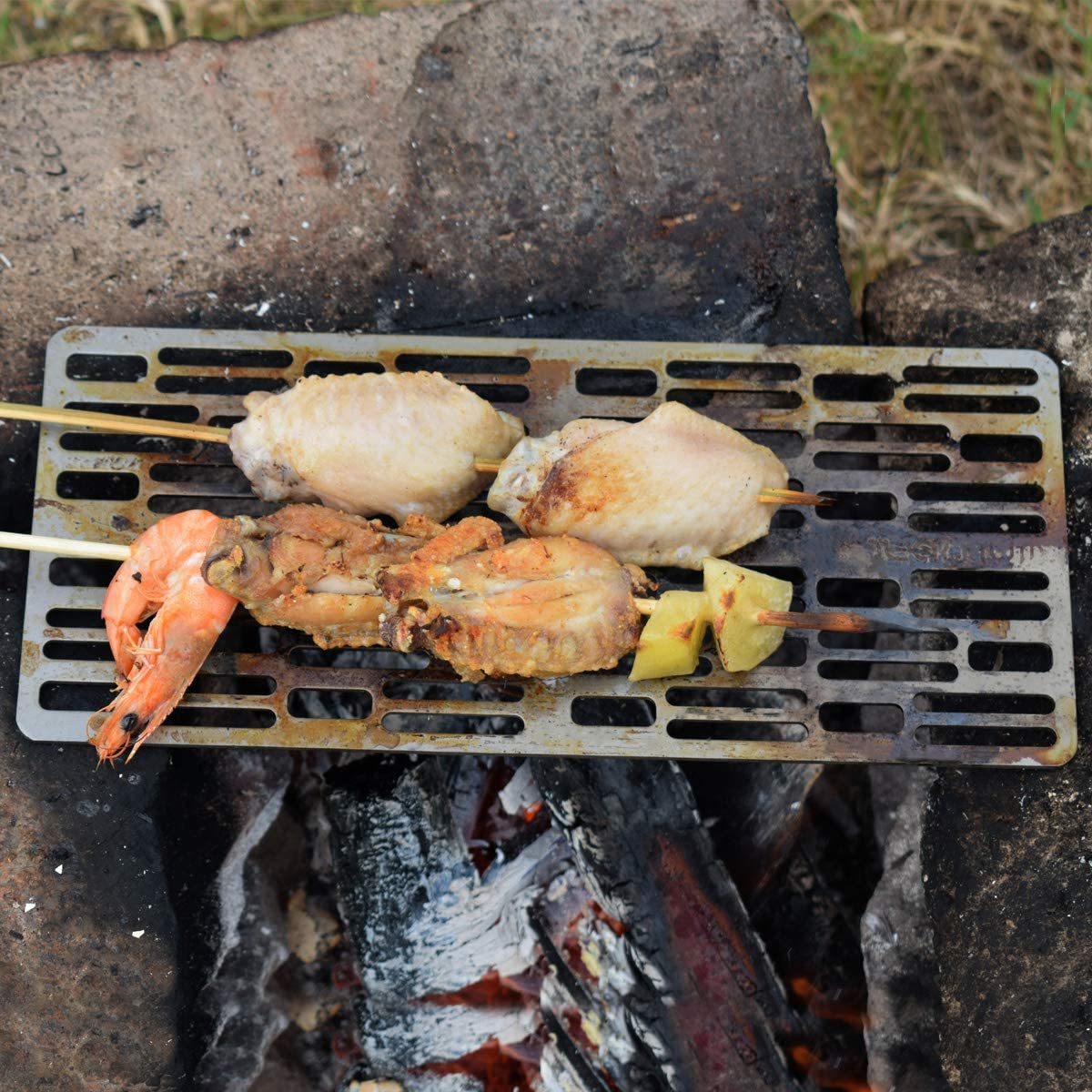 軽量高品質 チタン焼網！ ソロキャンプやBBQに最適！ 持ち運び便利で網の上で美味しいグリル料理を楽しもう！_画像7