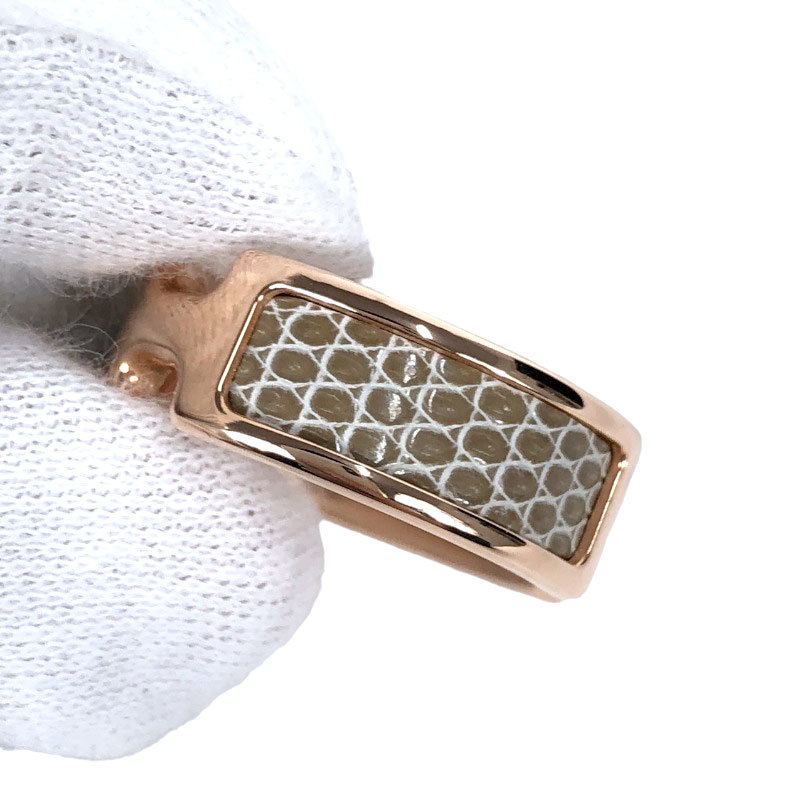 エルメス HERMES イヤーカフ オランプ GM リザード グレー系 ピンク
