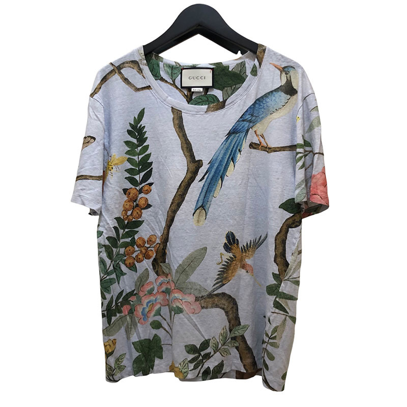 グッチ GUCCI 鳥モチーフTシャツ サイズXL 半袖Ｔシャツ メンズ 中古