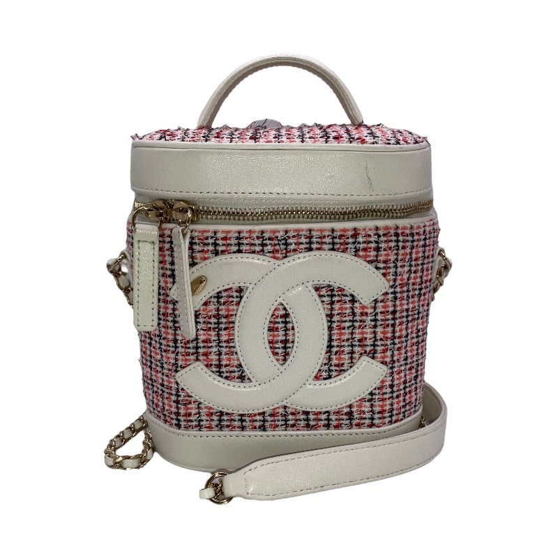 シャネル CHANEL チェーンバニティ AS0323 ホワイト ゴールド金具 ショルダーバッグ レディース 中古