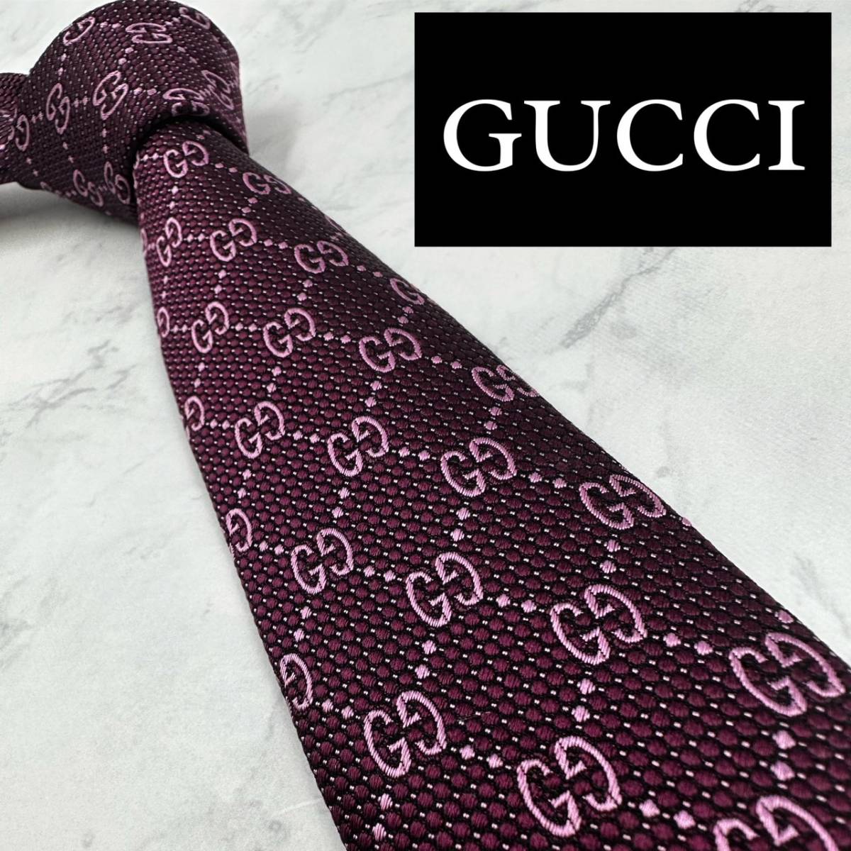 美品 送料無料 GUCCI グッチ ネクタイ 高級シルク GG柄 蜂 bee 人気