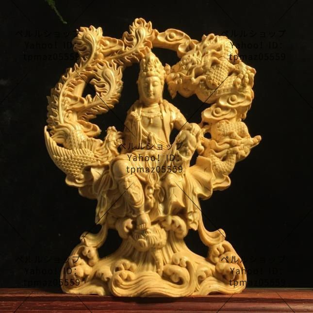 自在観音 観音像 細工 仏像 置物 天然木 彫刻 仏教 美術品 工芸品 オブジェ 東洋彫刻 木彫 仏壇用_画像5