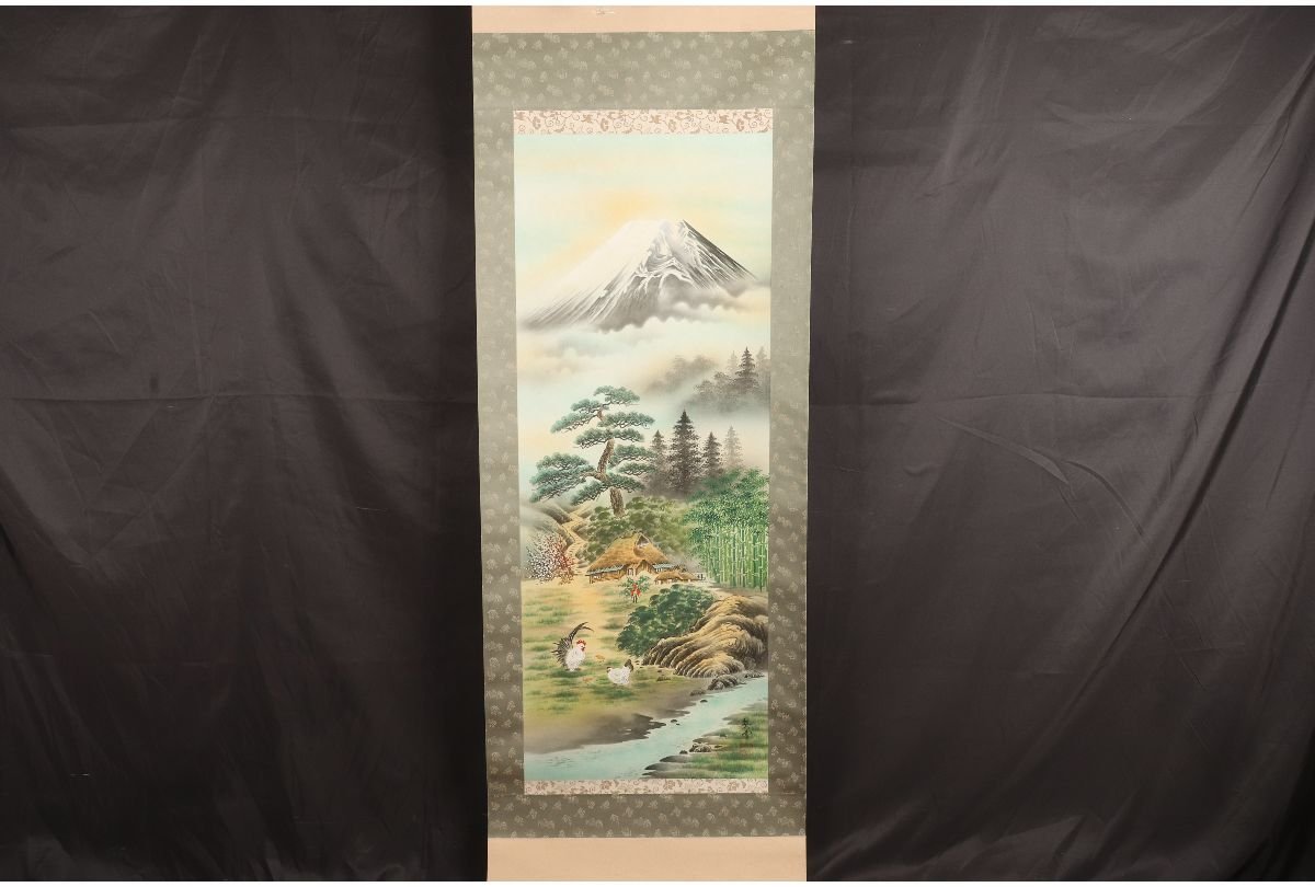 [ guarantee wistaria ] genuine work guarantee / forest . snow [.. Fuji . chicken ]/ also box /C-322( inspection ) antique / hanging scroll / picture / Japanese picture / ukiyoe / paper ./ tea ./ old ./ water ink picture 