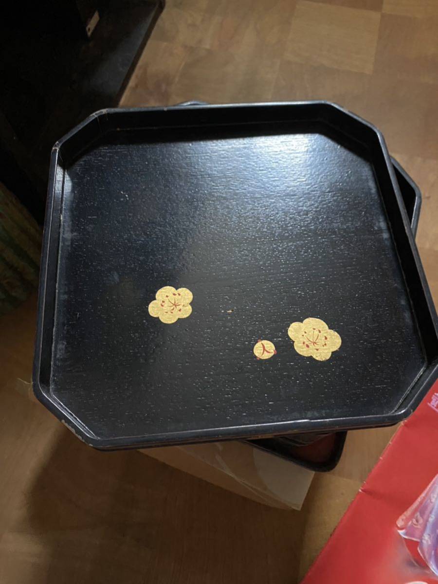 【10％OFF】 輪島塗 お重 御重 漆芸 黒 ビンテージ アンティーク ブラック 重箱