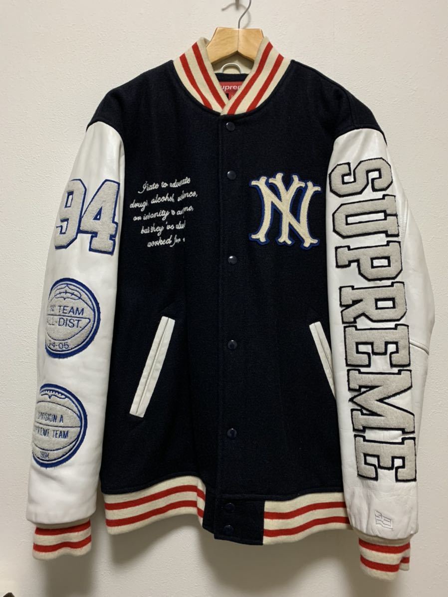 シュプリーム スタジャン 紺×白 Lサイズ USED品 Supreme 正規店購入