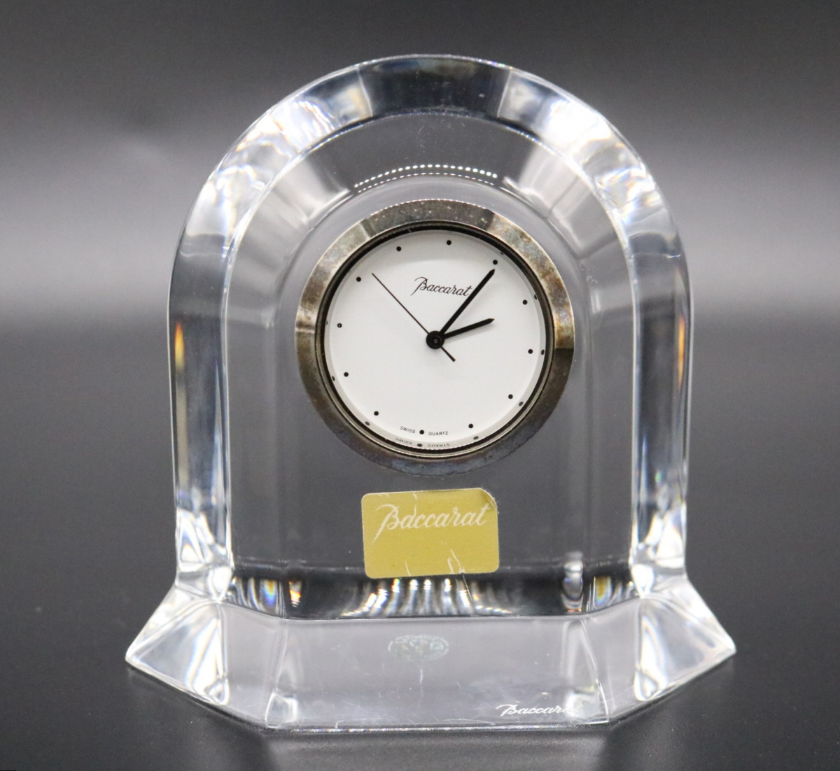 ト滝】Baccarat バカラ 置時計 クロック クリスタルガラス H8.5cm ベガ 