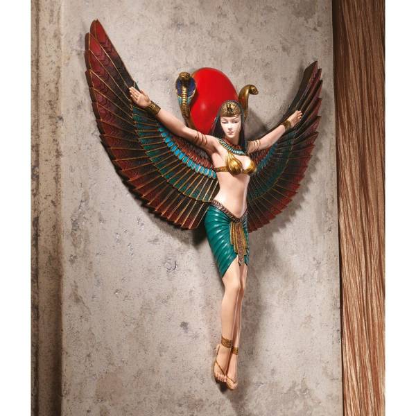 イシス神の壁掛け インテリア置物飾り壁飾り彫像装飾雑貨彫刻オブジェ女性女神 古代エジプト 愛と情熱のイシス神 壁彫刻 壁掛け彫像