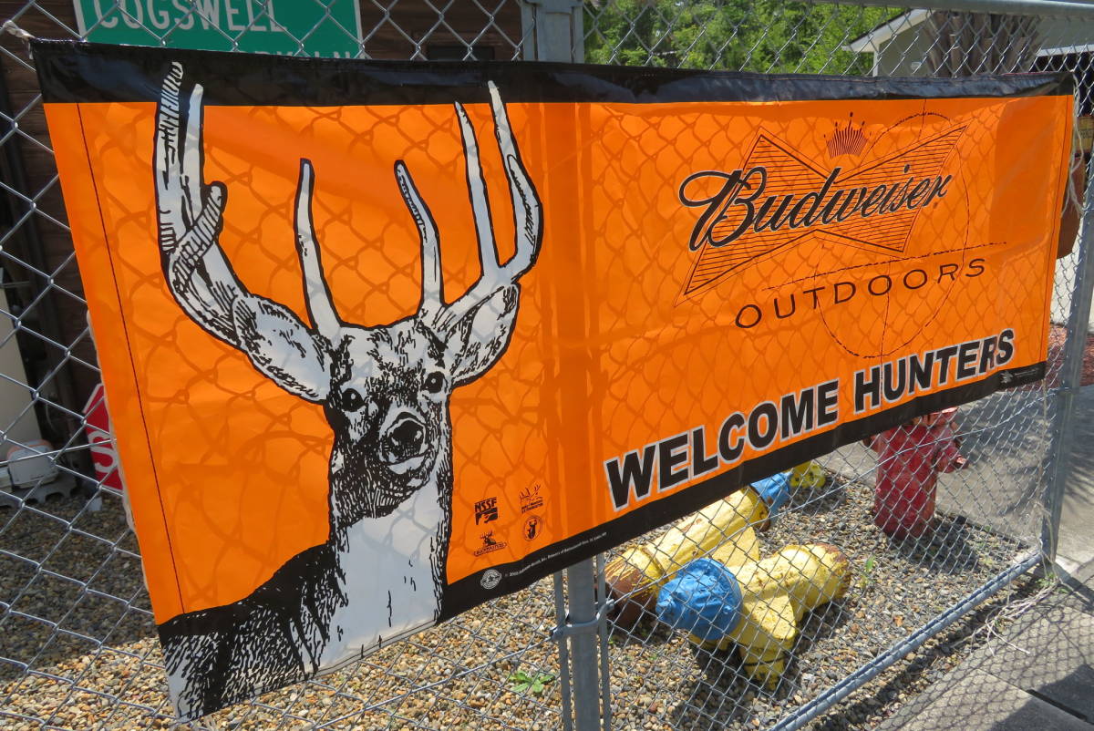 Budweiser OUTDOORS ビニール 大型バナー ヴィンテージ アメリカ 看板