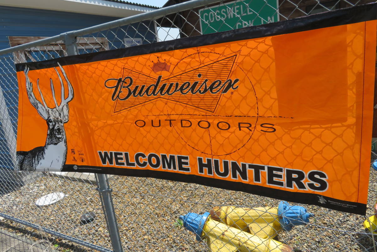 Budweiser OUTDOORS ビニール 大型バナー ヴィンテージ アメリカ 看板