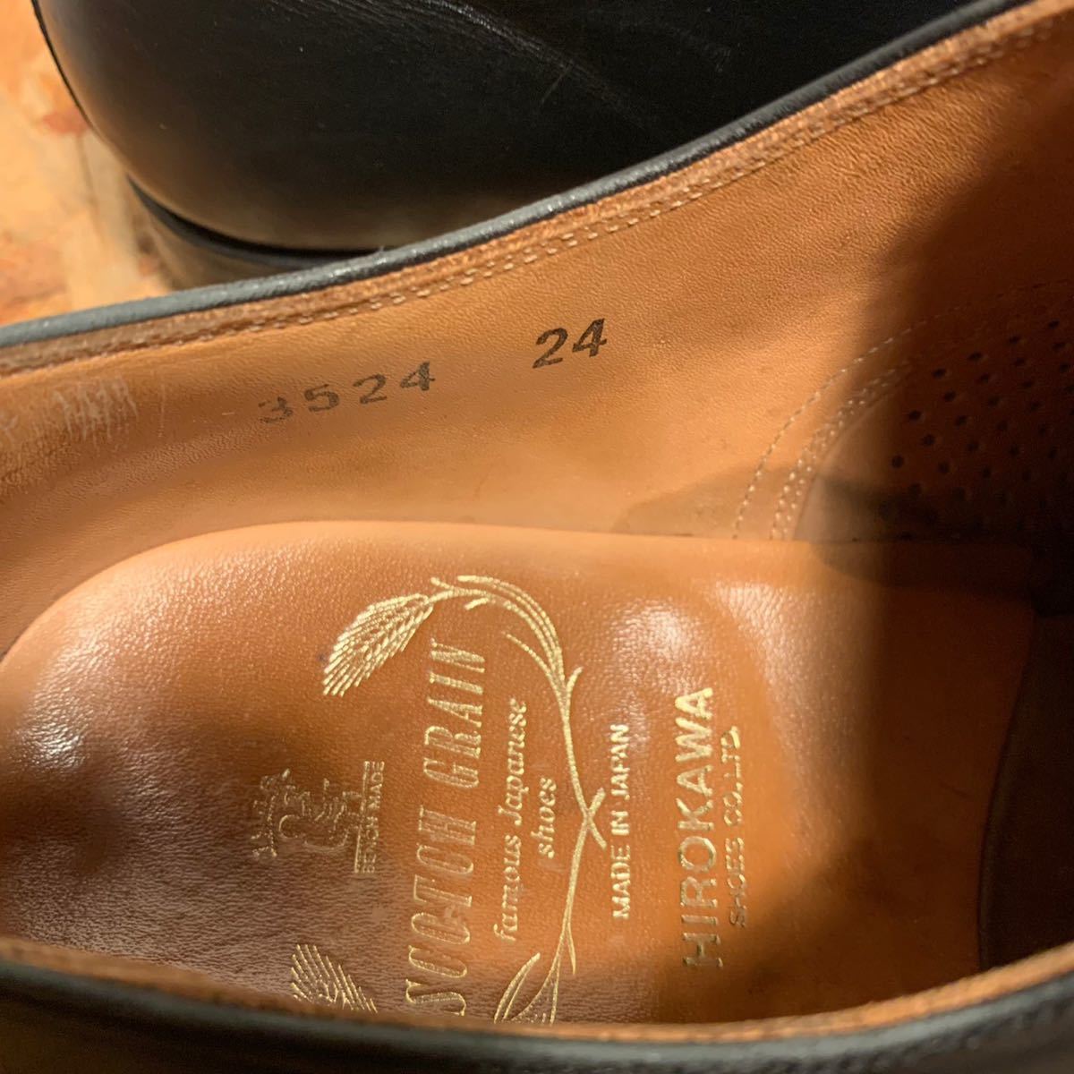 (282)SCOTCH GRAIN スコッチグレイン 24cm 黒 プレーントゥ 外羽根 革靴 紳士靴　ビジネスシューズ　ビジネスマン_画像10