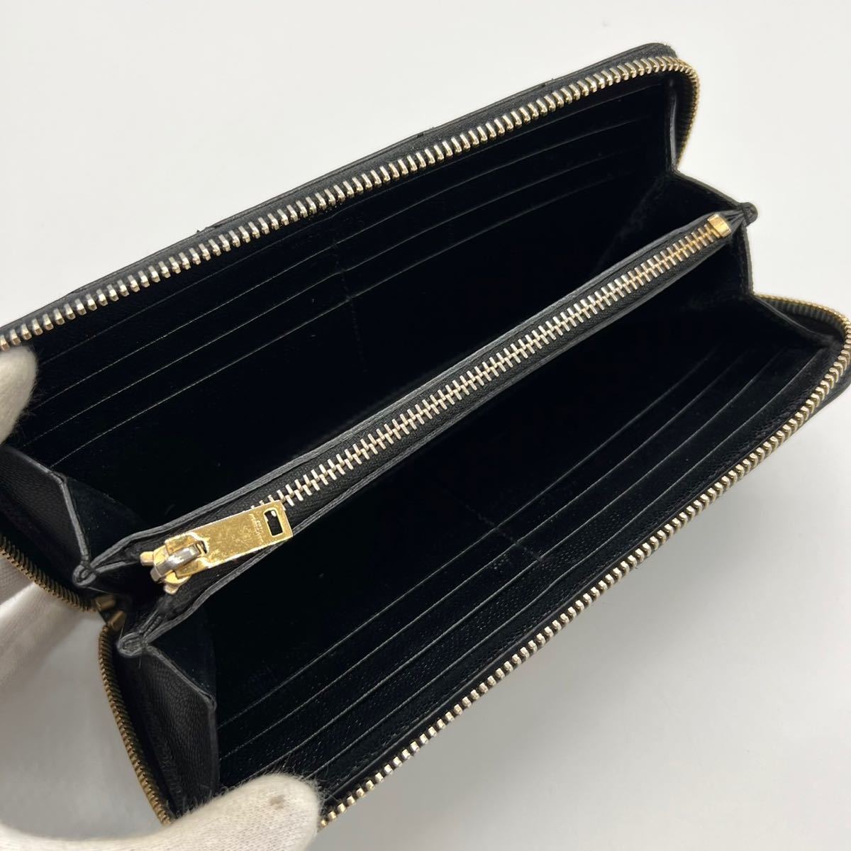 美品!サンローラン パリ YSL ラウンドファスナー 長財布 ブラック