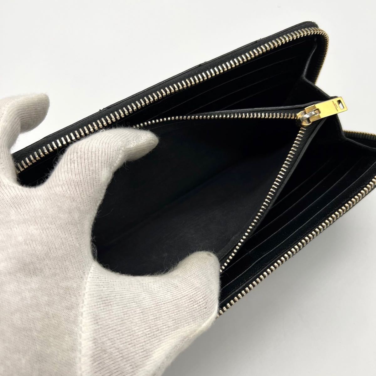 美品!サンローラン パリ YSL ラウンドファスナー 長財布 ブラック