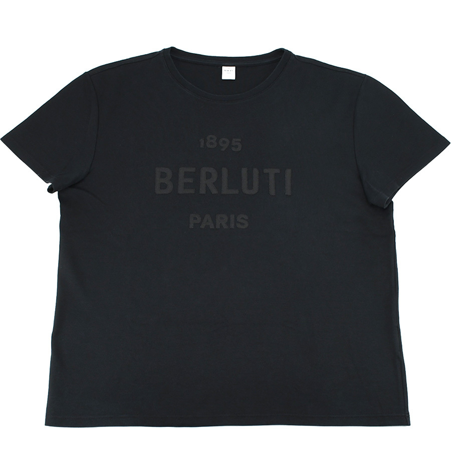 ベルルッティ Berluti フロントロゴパッチ Tシャツ 半袖 クルーネック ブラック 黒 コットン サイズL R15JRS29JA アパレル メンズ 中古_画像1