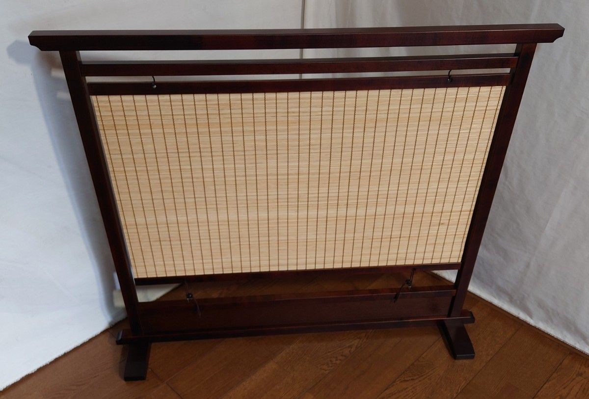 衝立 間仕切り1枚式 竹簾タペストリー使用和風スクリーン W106.5xD27