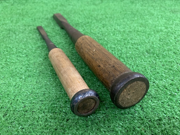 【中古品】正高 作 叩き鑿(のみ) 2本セット（9mm・15mm） 大工道具 wood chisel e171の画像5