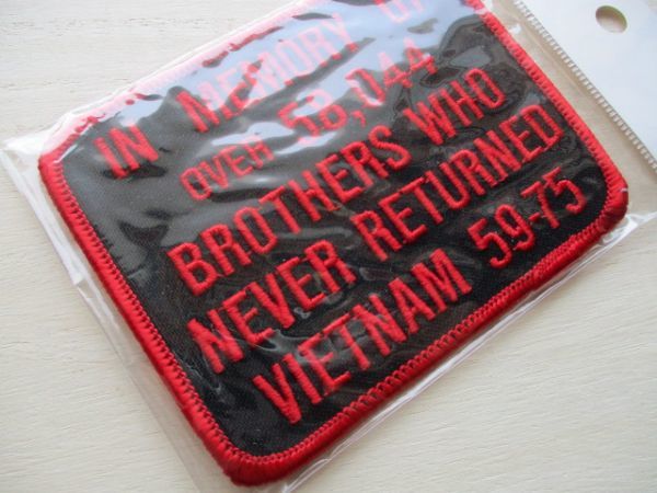 【送料無料】ベトナム戦争IN MEMORY OF 58044 BROTHERS WHO NEVER RETURNED VIETNAM 55-75パッチ ワッペン/ナム戦PATCH南ベトナム軍 M84_画像3