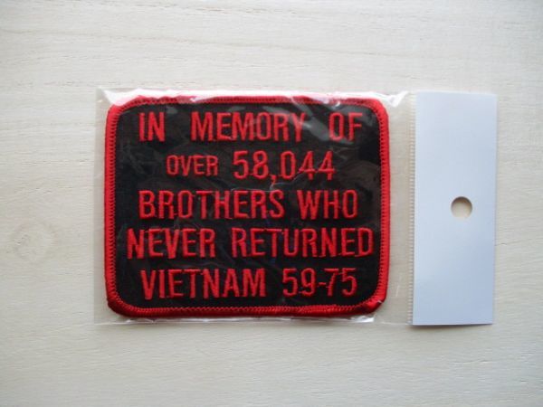 【送料無料】ベトナム戦争IN MEMORY OF 58044 BROTHERS WHO NEVER RETURNED VIETNAM 55-75パッチ ワッペン/ナム戦PATCH南ベトナム軍 M84_画像1