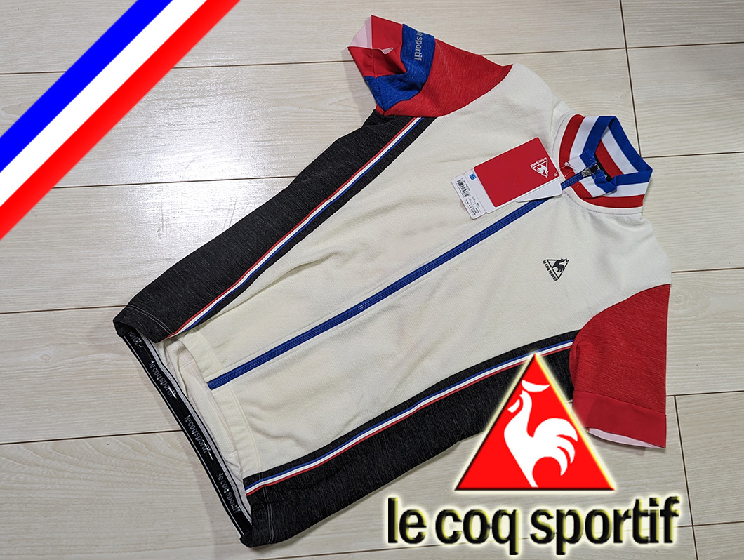 新品 le coq sportif ルコック 高級感のあるウール混素材 半袖 サイクルジャージ メンズ S 定価20,350円 ホワイト ゆるポタ 自転車_画像1