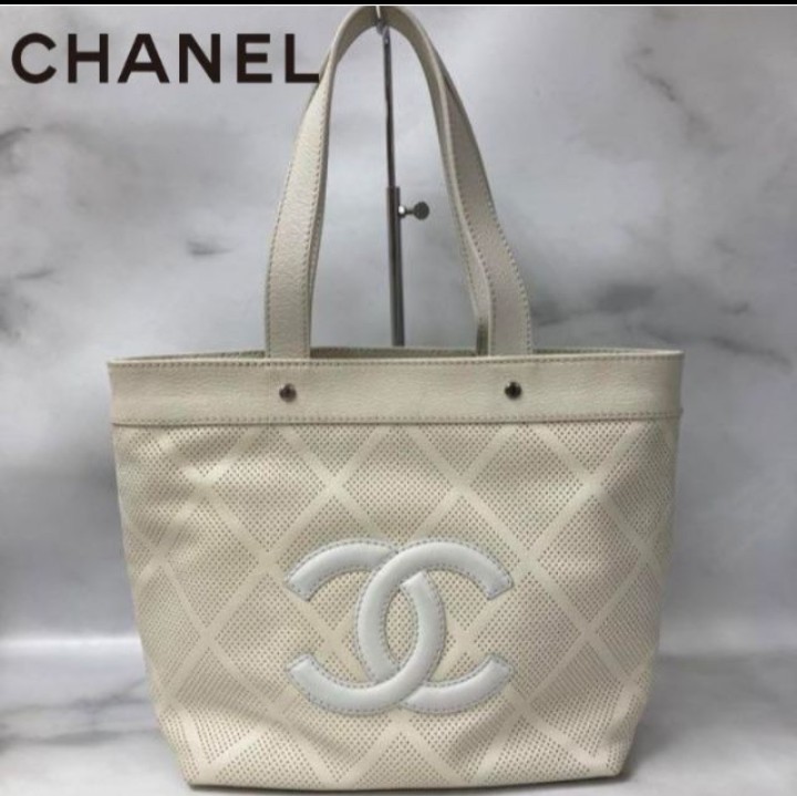 正規販売店】 最終価格 0347 CHANEL シャネル パンチング トートバッグ