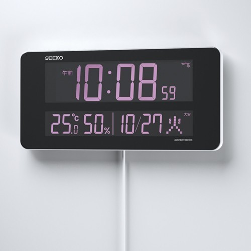 最落1円特価訳有り品セイコー電波置き掛け時計DL208W (M17)-電子錶