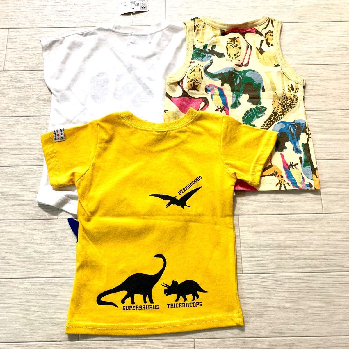 【新品】80cm 男の子　半袖Tシャツ＆タンクトップ　3枚セット　ミッキー　恐竜　サファリ