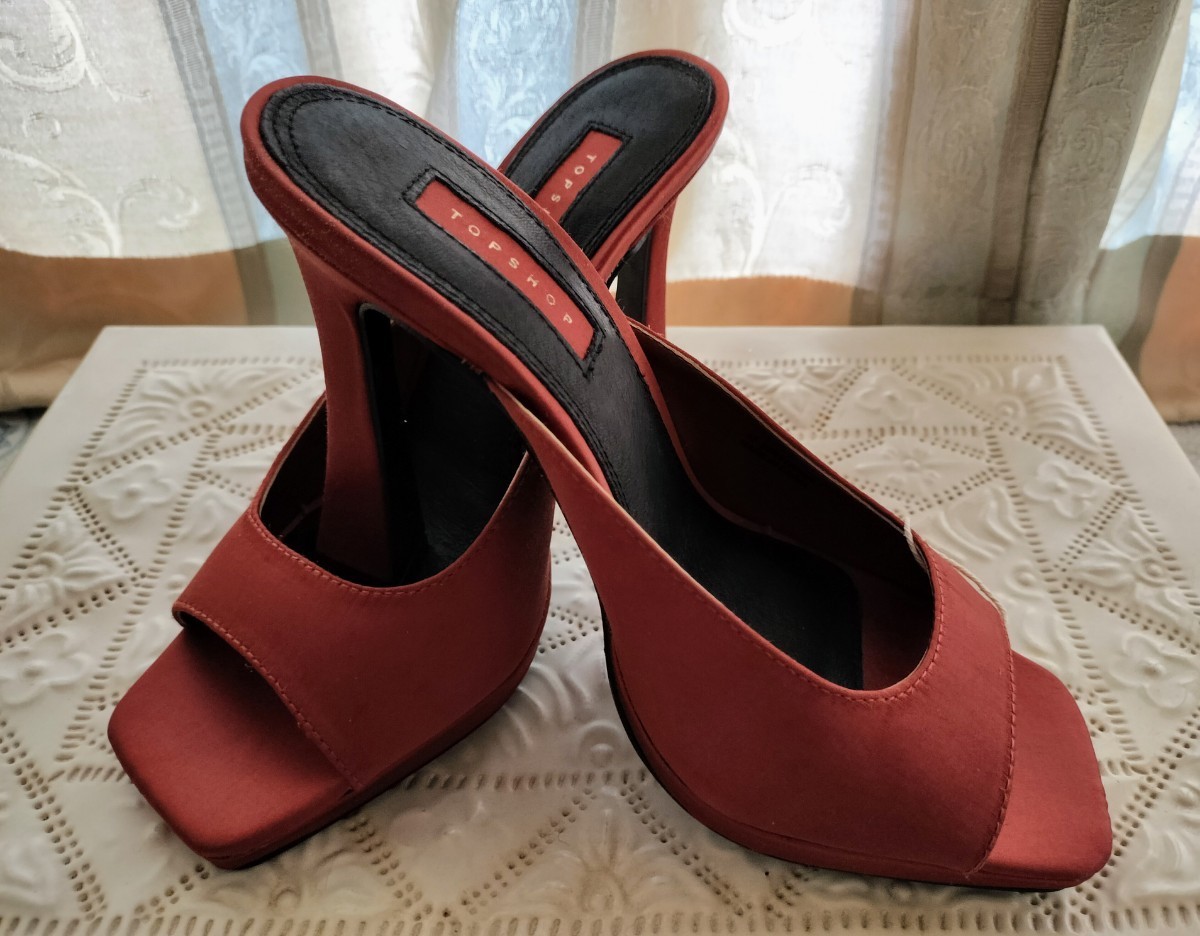 トップショップ TOPSHOP オレンジ ミュール サンダル Razzle Rust Satin Mulesヨーロッパサイズ 37