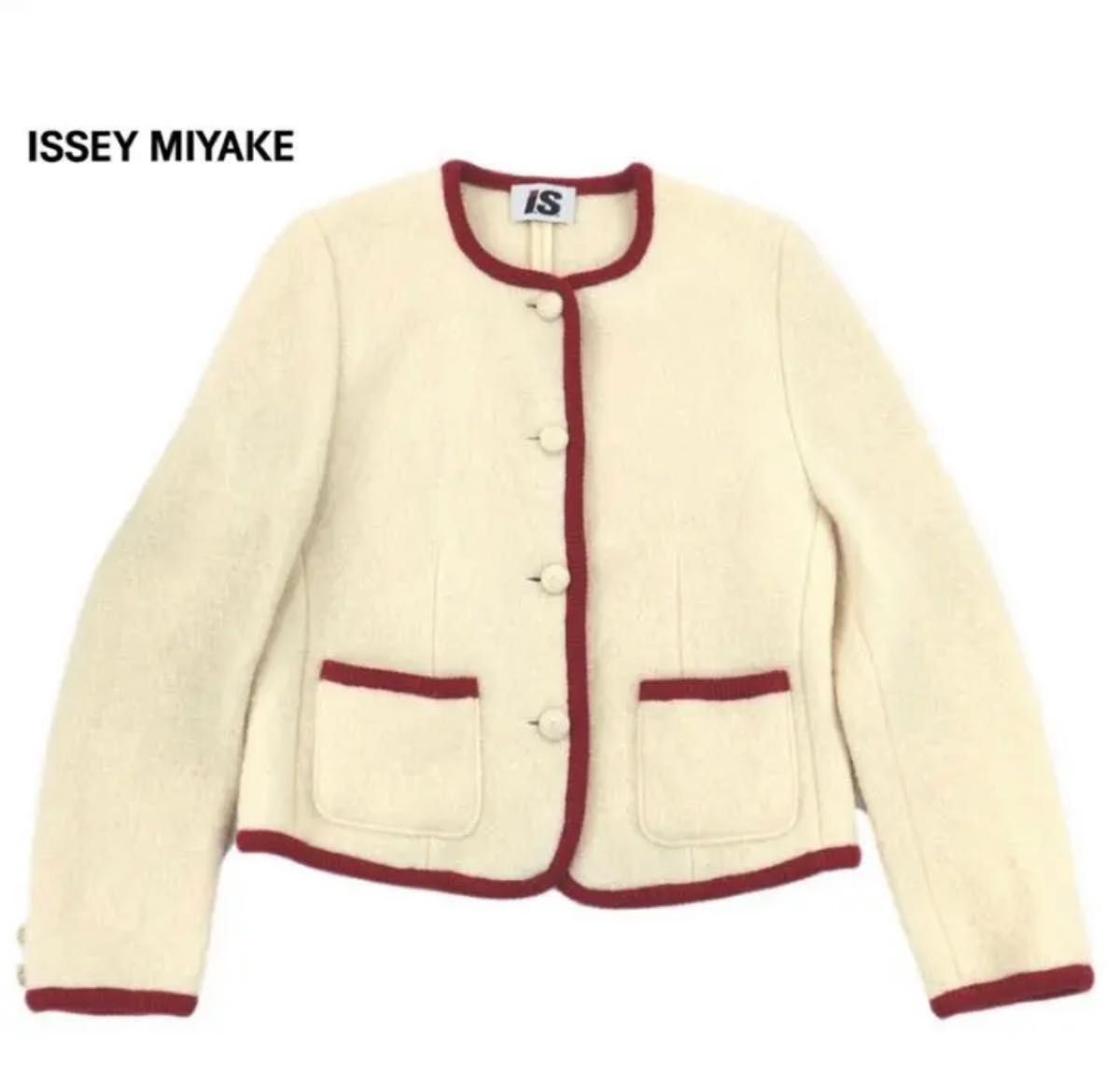 I.S. イッセイミヤケ ノーカラーニットジャケット ISSEY MIYAKE