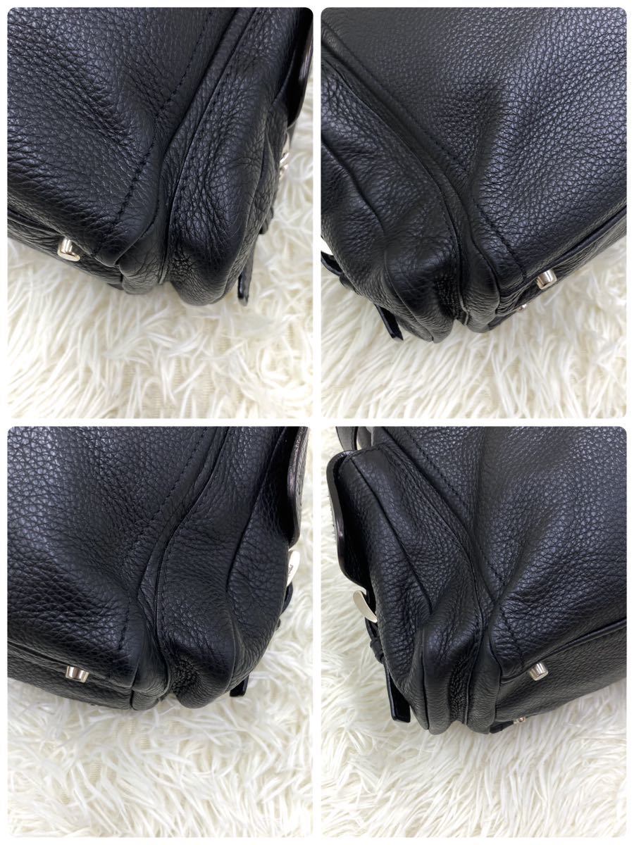 PRADA プラダ トートバッグ シボ革 ブラック オールレザー 三角 PRADA プラダ トートバッグ シボ革 ブラック オールレザー 三角