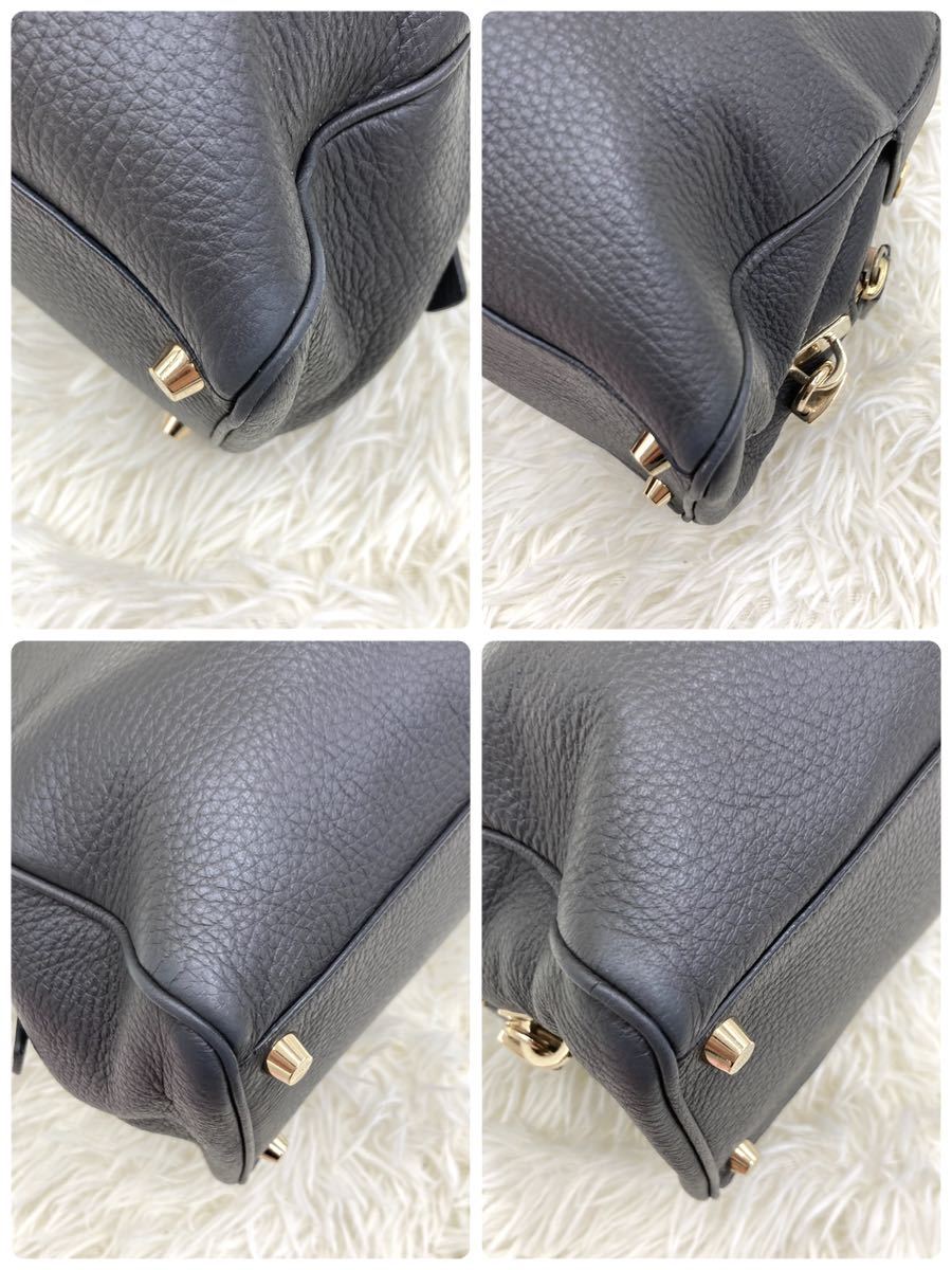 JIL SANDER ジルサンダー ハンドバッグ グレー ロゴ型押し レザー シボ