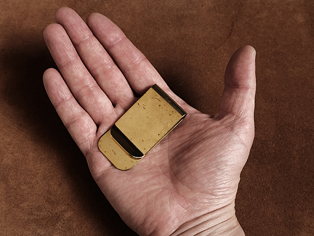  brass made money clip ( large ) brass Gold . tongs . inserting purse coin case Mini wallet simple men's 